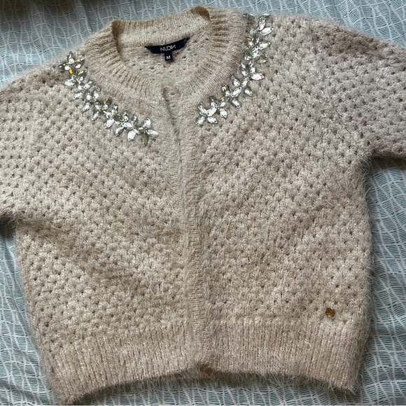 Cream Sweater with Embellished Neckline - Picture 3 of 3